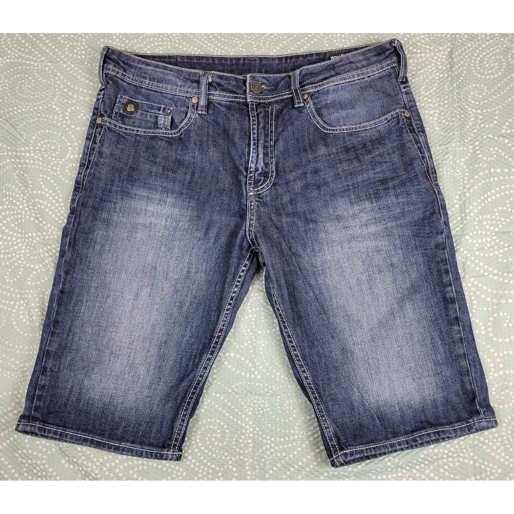 Buffalo David Bitton Parker-X Mens Denim Shorts Dark Wash Slim Fit Stretch 34